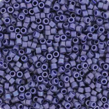 Blå glasperler, miyuki delica beads, frosted rainbow navy blue Krea