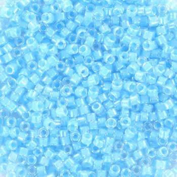 Blå glasperler, miyuki delica beads, luminous ocean blue Krea