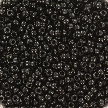Sorte glasperler, miyuki rocailles, opaque black Krea