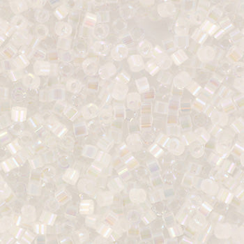 Hvide glasperler, miyuki delica's 11/0 silk satin ab crystal 670 Krea