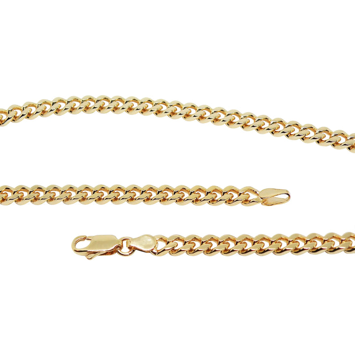 Necklace, chunky armor facet chain, gold-plated brass, 40 cm/4.4 mm 
