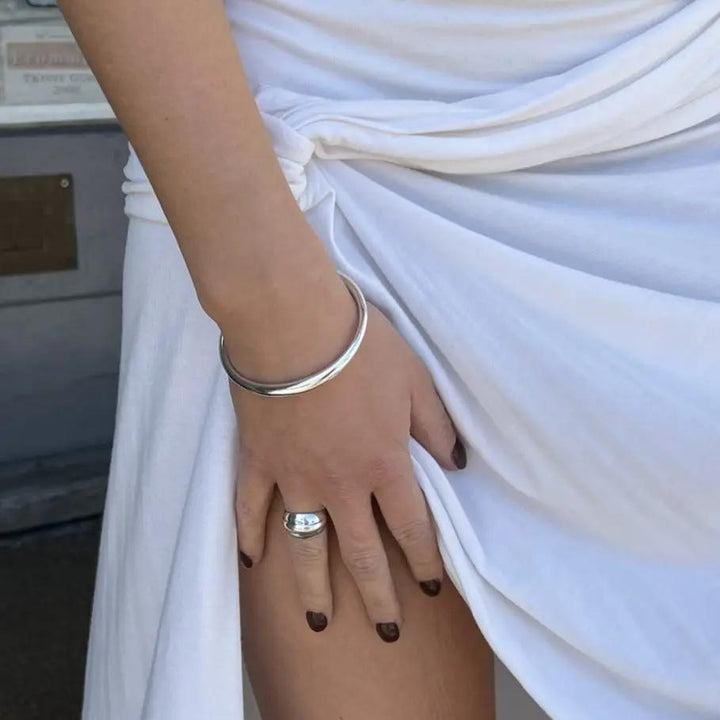 Armbånd, åben armring, 24 k forgyldt og forsølvet zamak, 17 cm, justerbar Greece