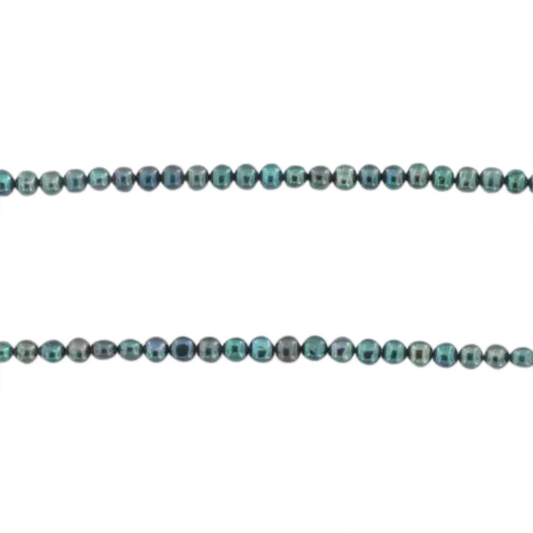 Freshwater pearls, string, petroleum blue round dyed, 44 cm/4.5 mm 