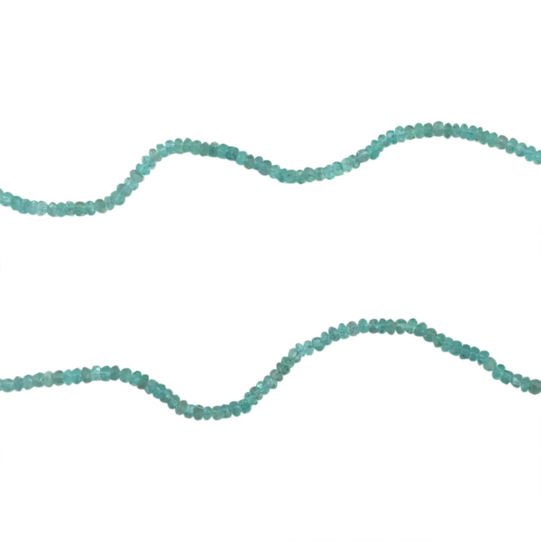 Gemstone pearls, string, aquamarine roundel faceted, 2 x 3 mm 