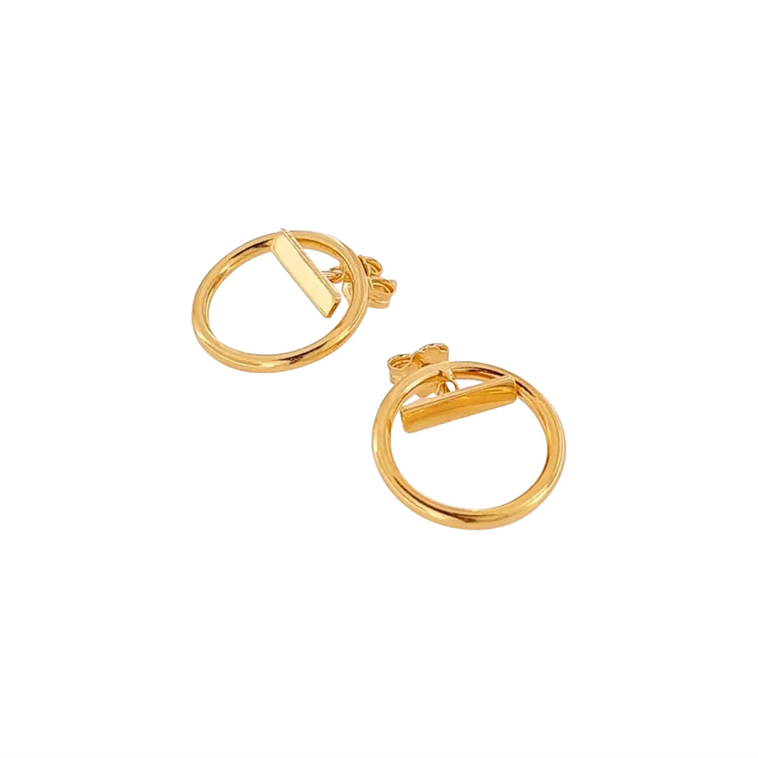 Earrings, studs geometry, gold-plated sterling silver, 15 mm 