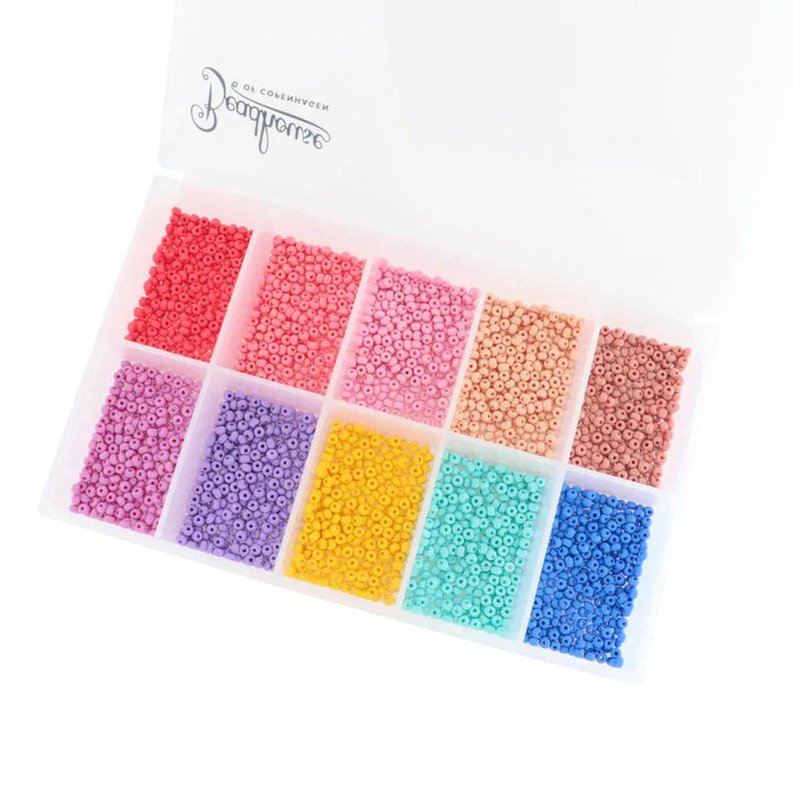 Glasperle gavesæt med økologiske farver der holder Preciosa