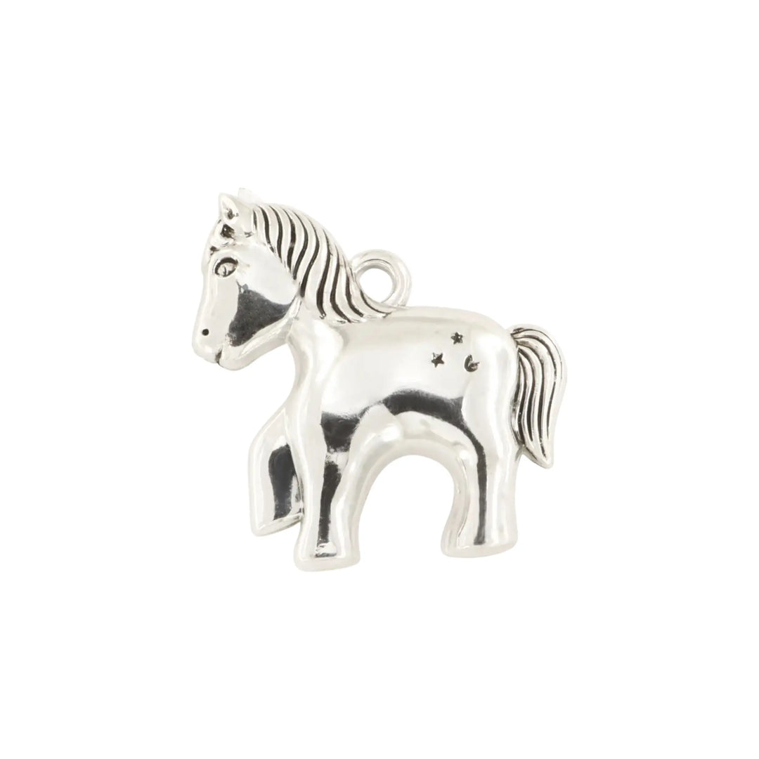 Vedhæng, Pony, 6,5x5,5 cm, forsølvet messing 