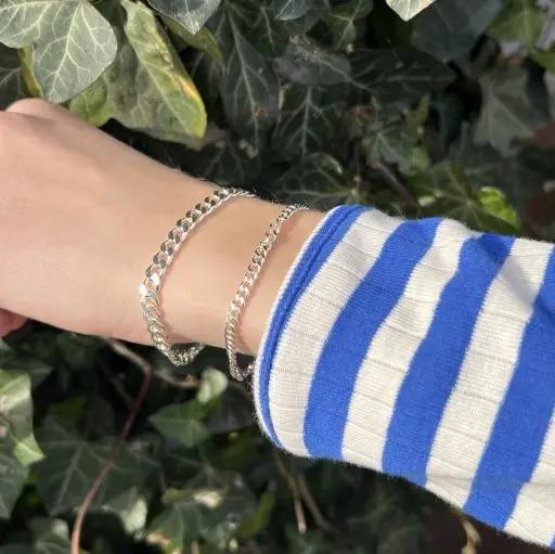 Armbånd, panser facet kæde, forgyldt og sterlingsølv, 16-22 cm/5,5 mm Spain