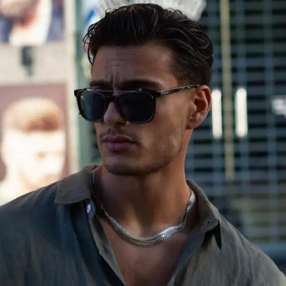 Halskæde, chunky panser facet kæde, stål, 40-60 cm/5,5 mm BLT