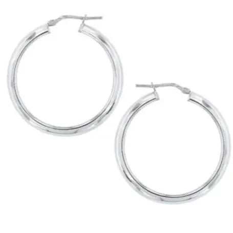 Øreringe, chunky hoops, sterlingsølv, 35 x 6 mm Italy
