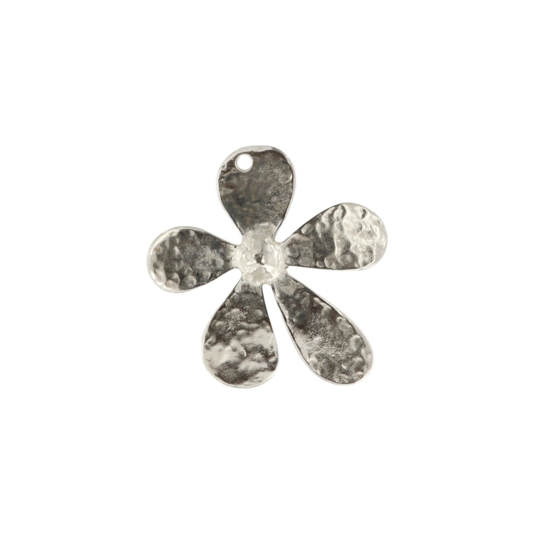 Necklace, large flower, gold-plated and silver-plated iron 