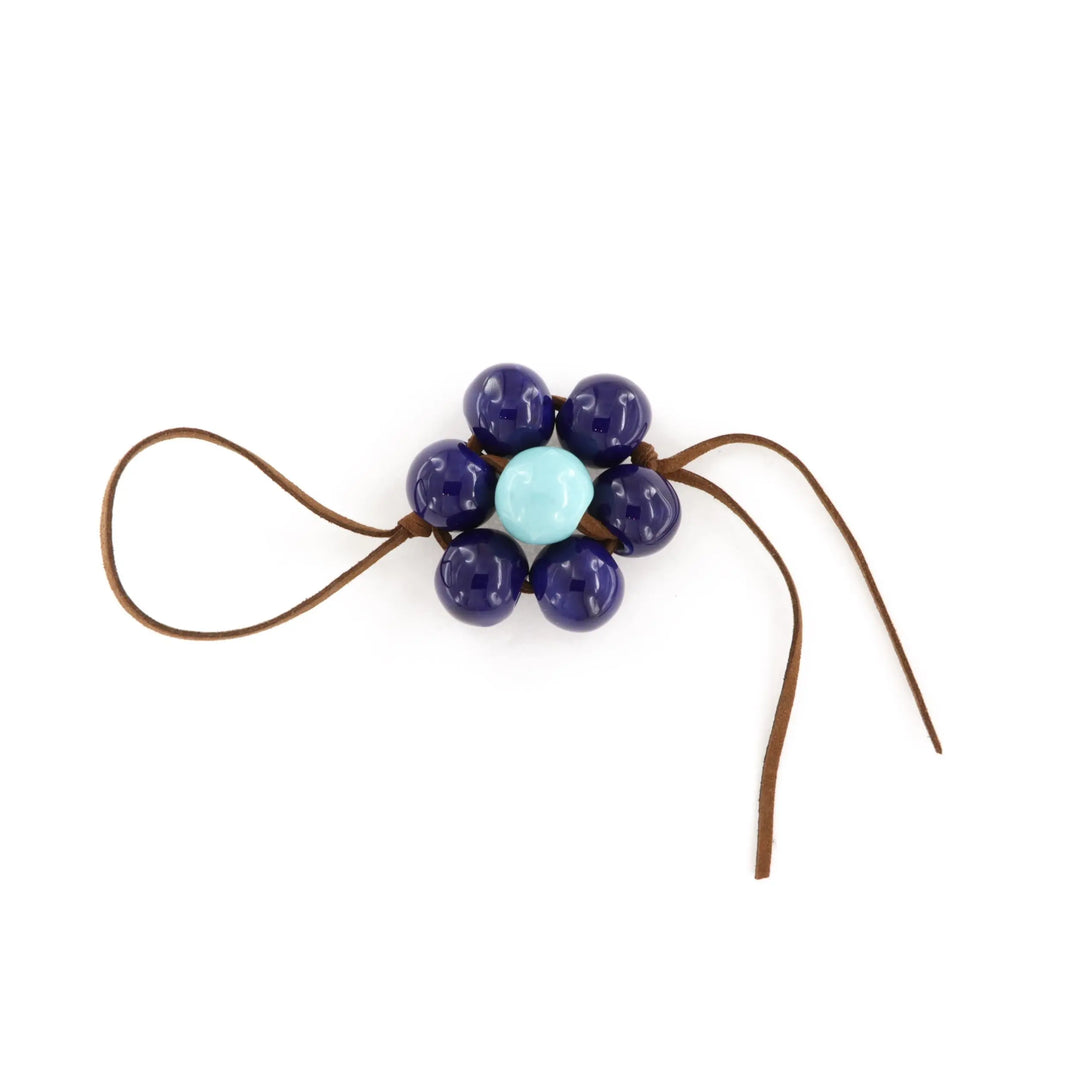 Bag charm, flower, ceramic, brown suede, several variants Beadhouse of Copenhagen