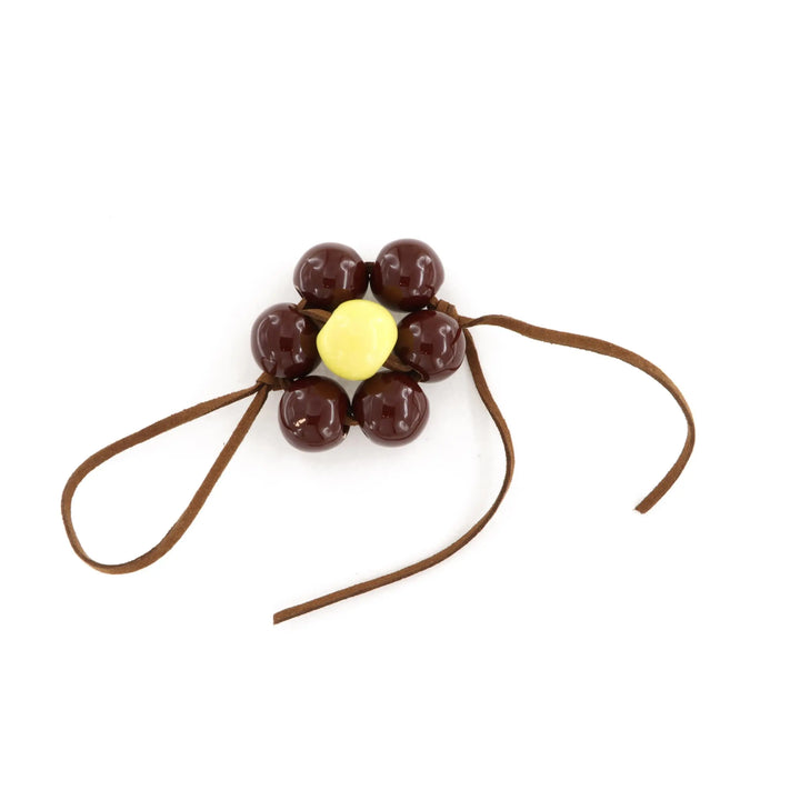 Bag charm, flower, ceramic, brown suede, several variants Beadhouse of Copenhagen