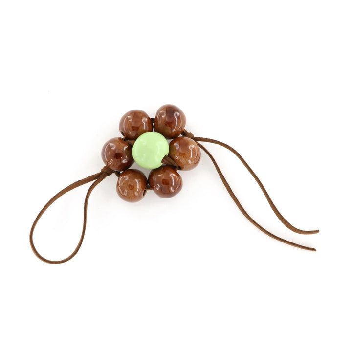 Bag charm, flower, ceramic, brown suede, several variants Beadhouse of Copenhagen