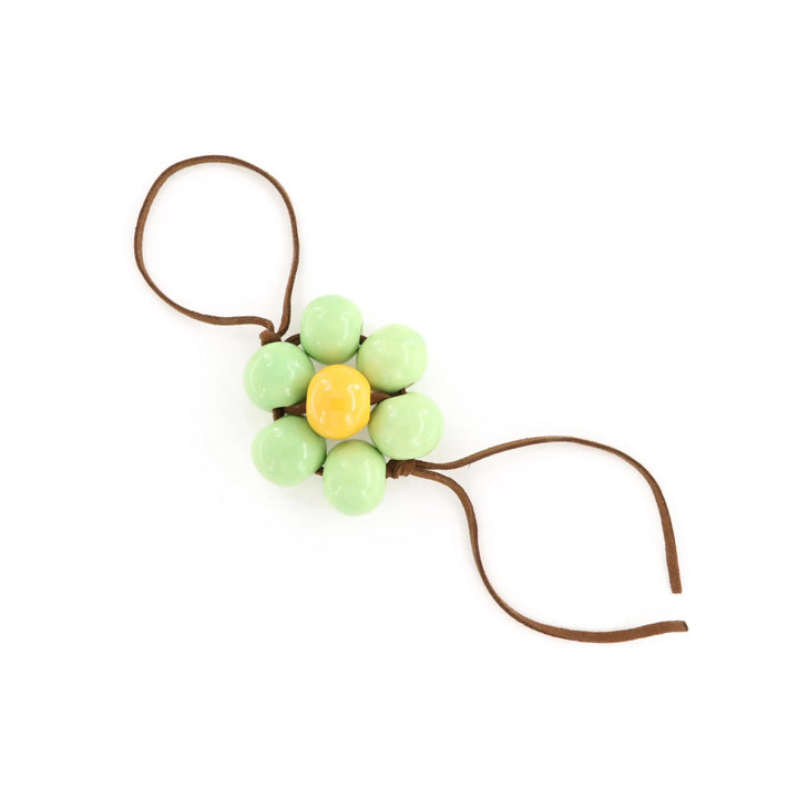 Bag charm, flower, ceramic, brown suede, several variants Beadhouse of Copenhagen