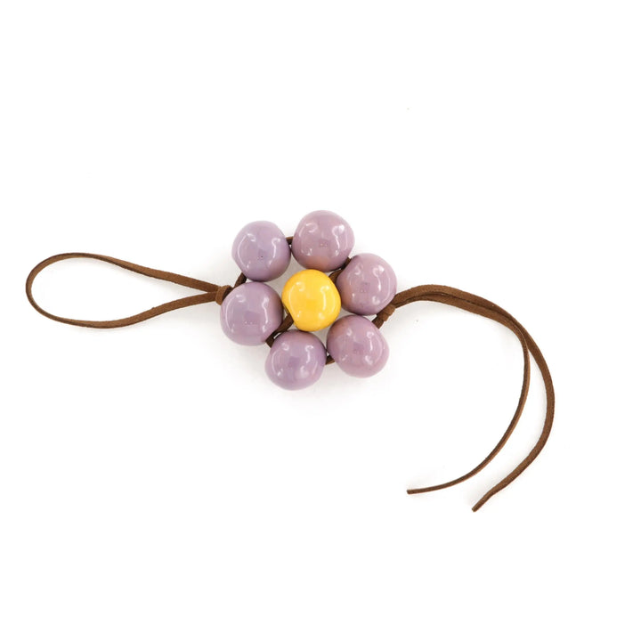 Bag charm, flower, ceramic, brown suede, several variants Beadhouse of Copenhagen