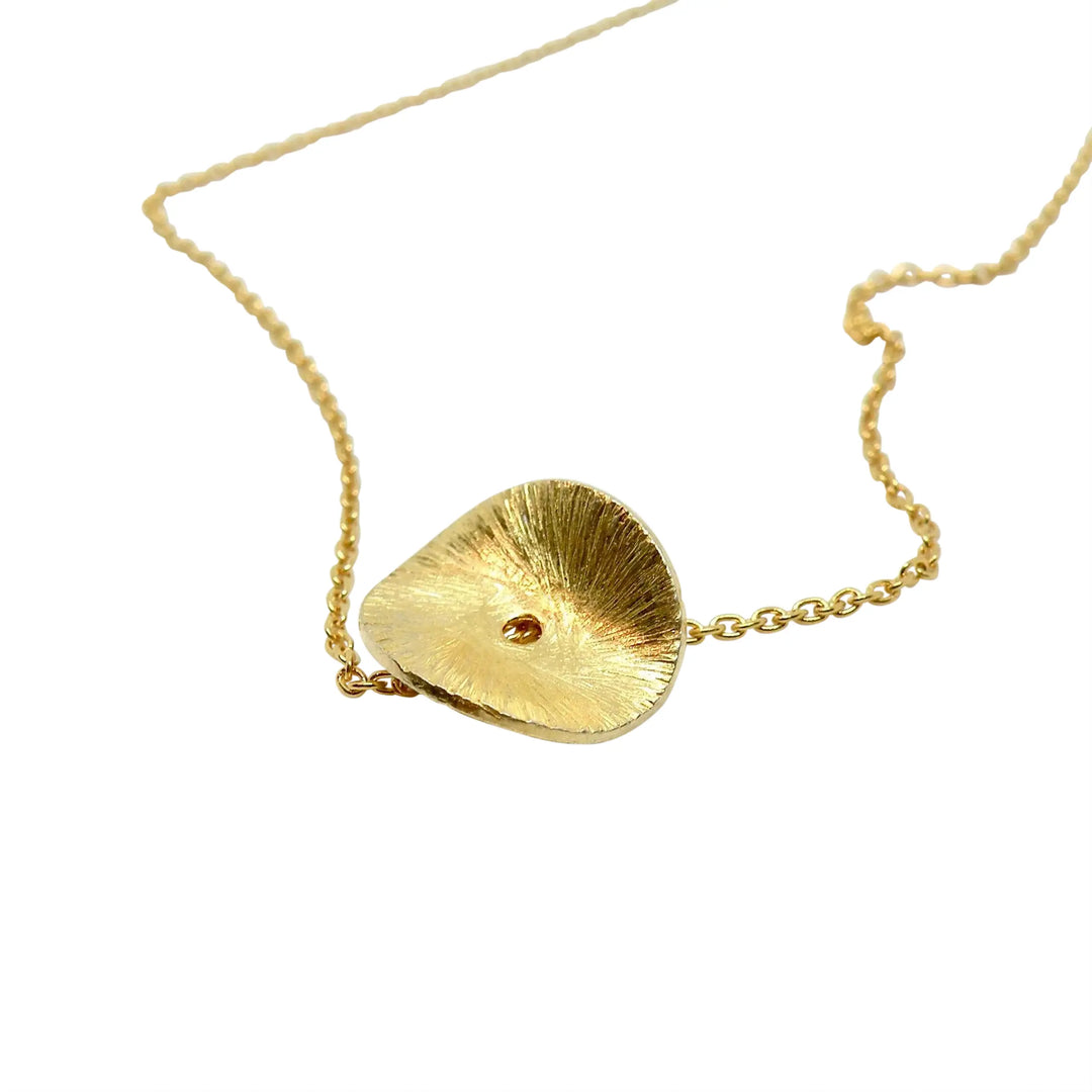 Clasp, bent circle with brushed finish, gold-plated sterling silver 