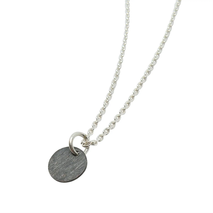 Pendant, brushed round roof, sterling silver and oxidized 