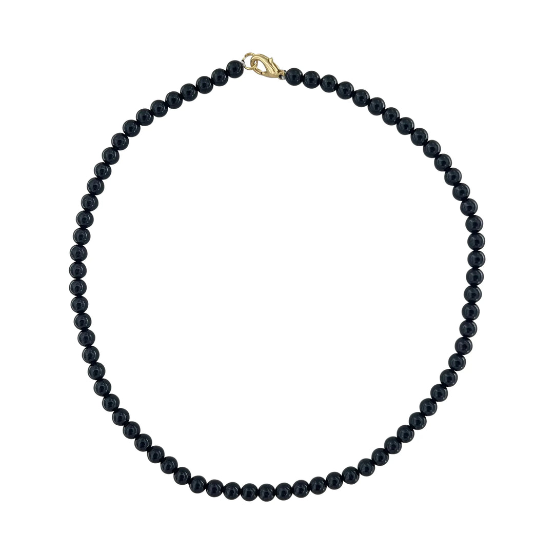 Necklace, wax bead chain, gold-plated brass, 42-44 cm 
