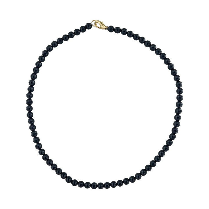 Necklace, wax bead chain, gold-plated brass, 42-44 cm 