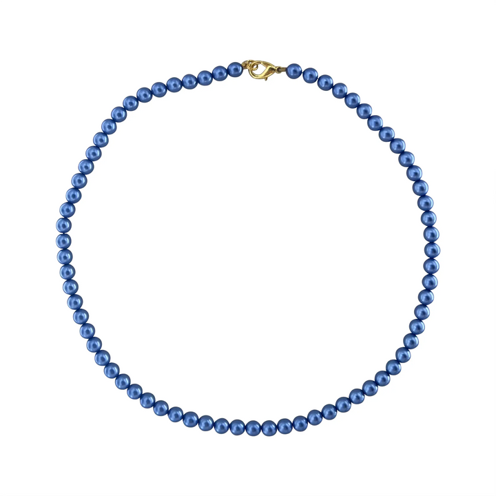 Necklace, wax bead chain, gold-plated brass, 42-44 cm 