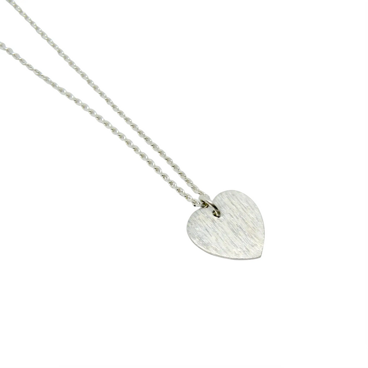 Pendant, brushed heart, sterling silver, oxidized 