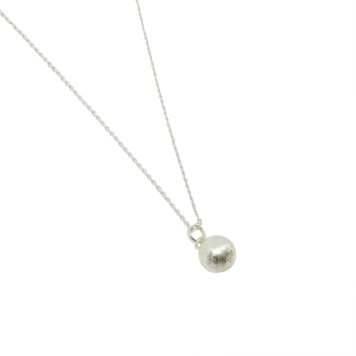 Pendant, brushed ball, sterling silver, oxidized 