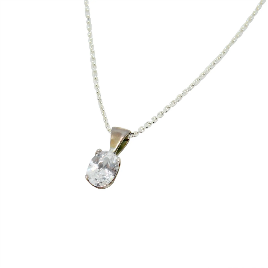 Pendant, clear crystal, sterling silver 