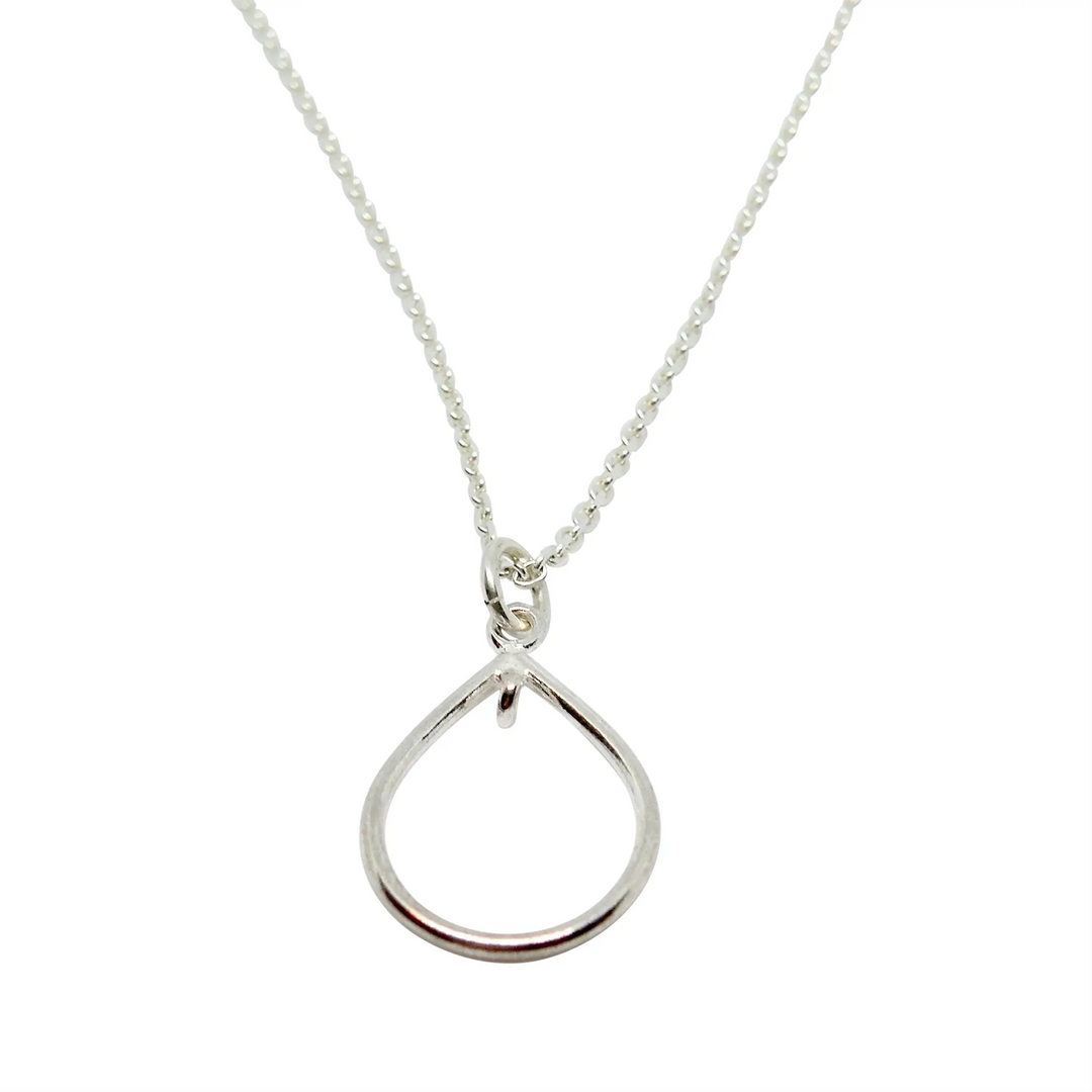 Pendant, drop contour, sterling silver 