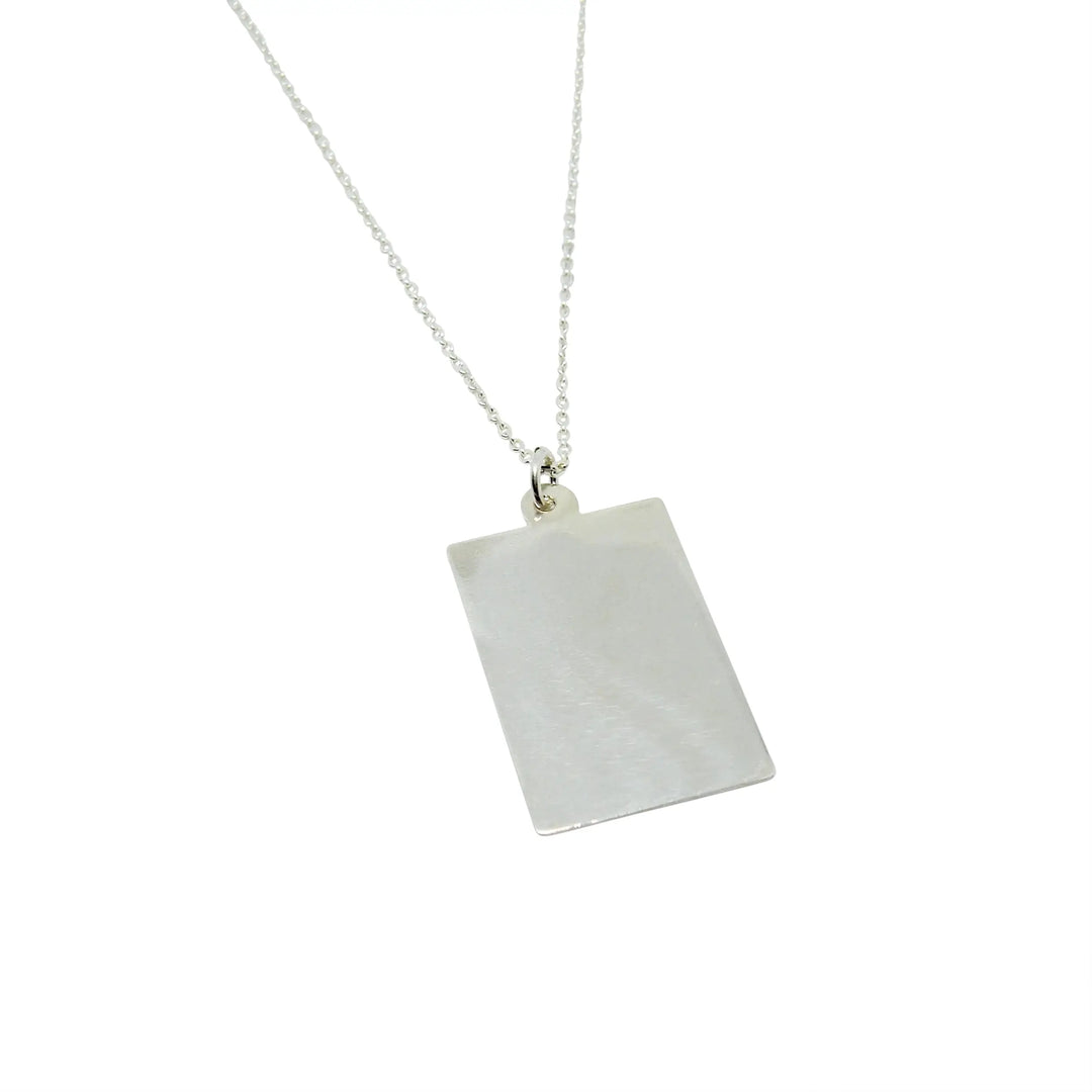Vedhæng, rektangulært dog tag, sterlingsølv, 32 mm 