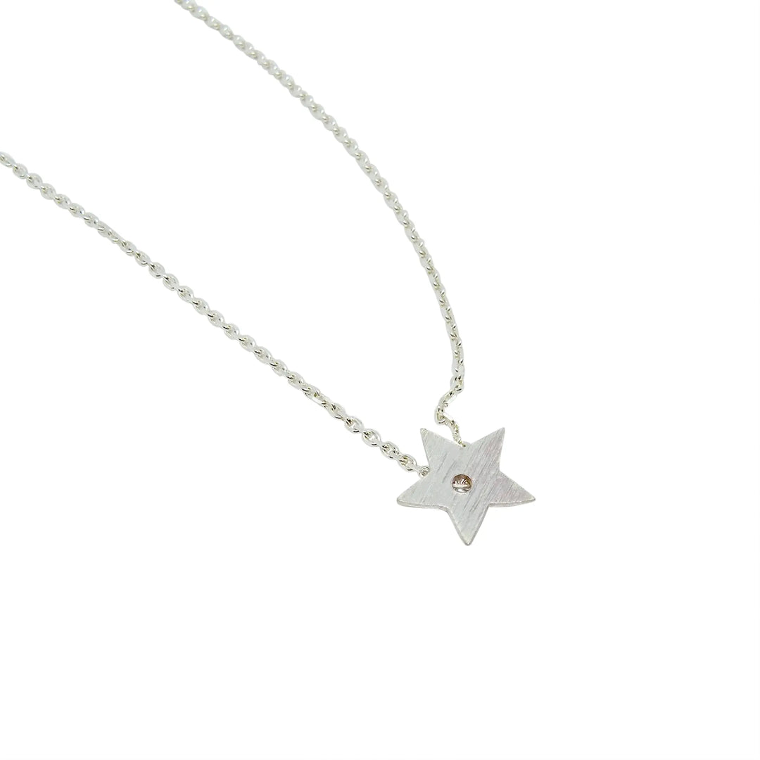 Clasp, small brushed star, sterling silver 