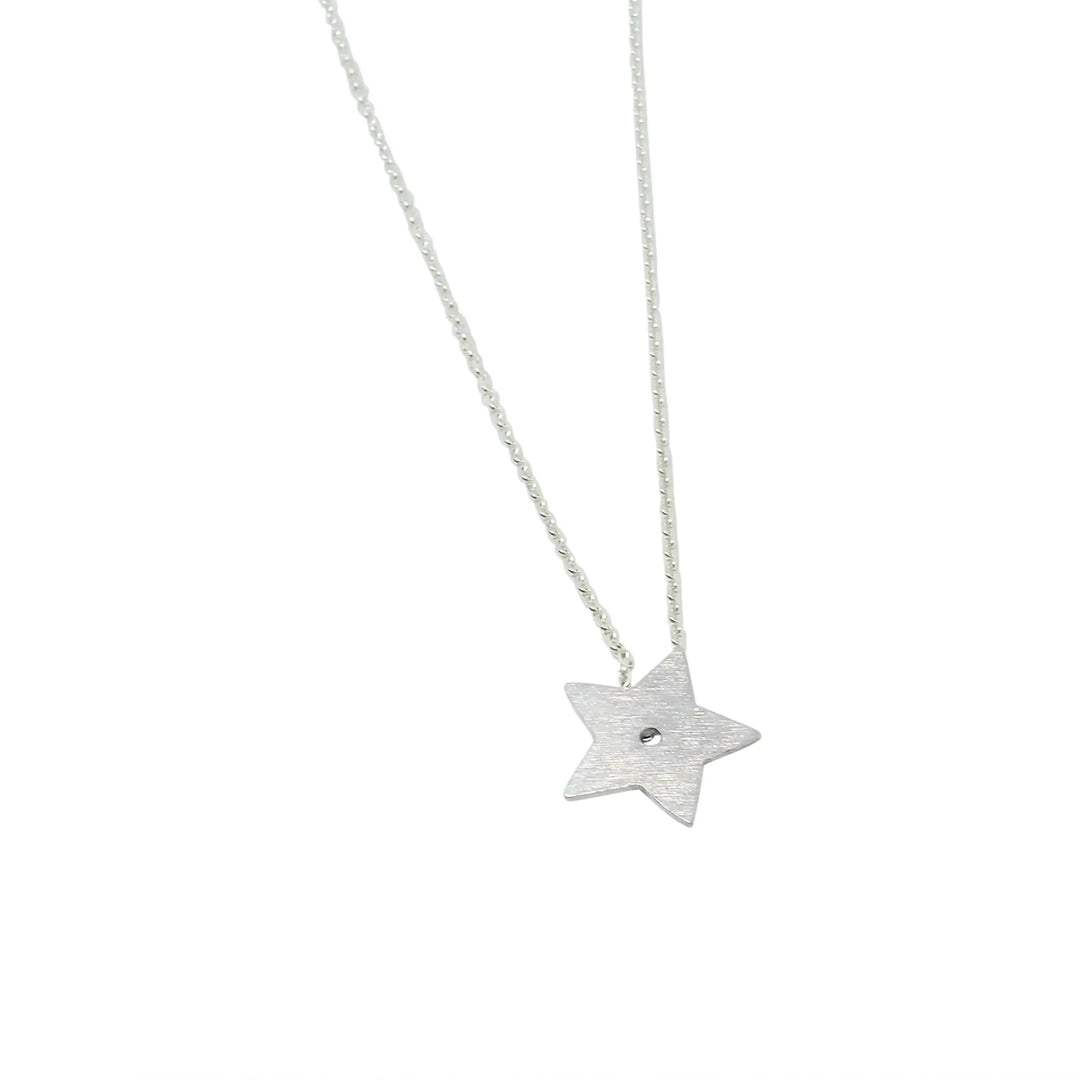 Clasp, large brushed star, sterling silver 
