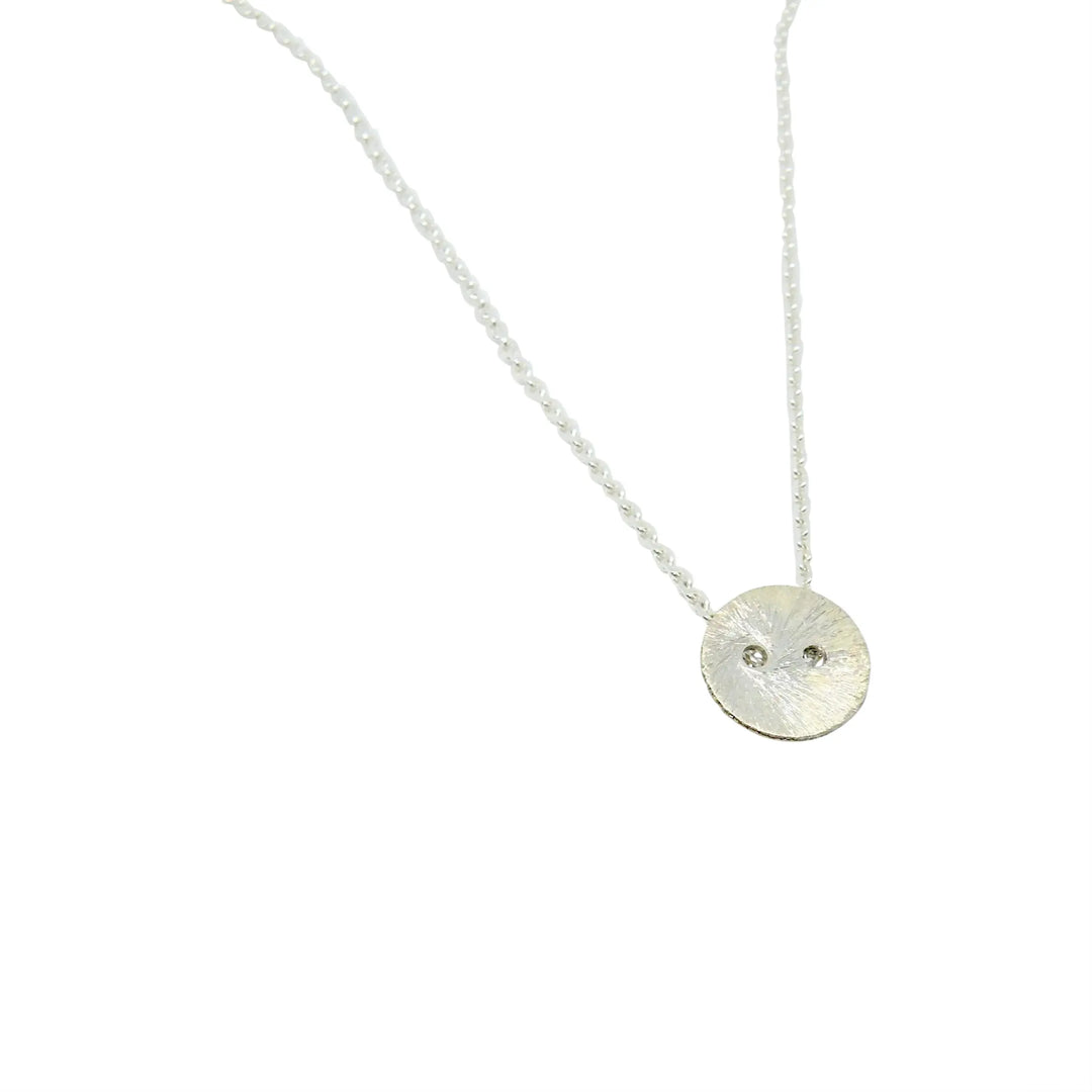 Clasp, brushed silver button, sterling silver 