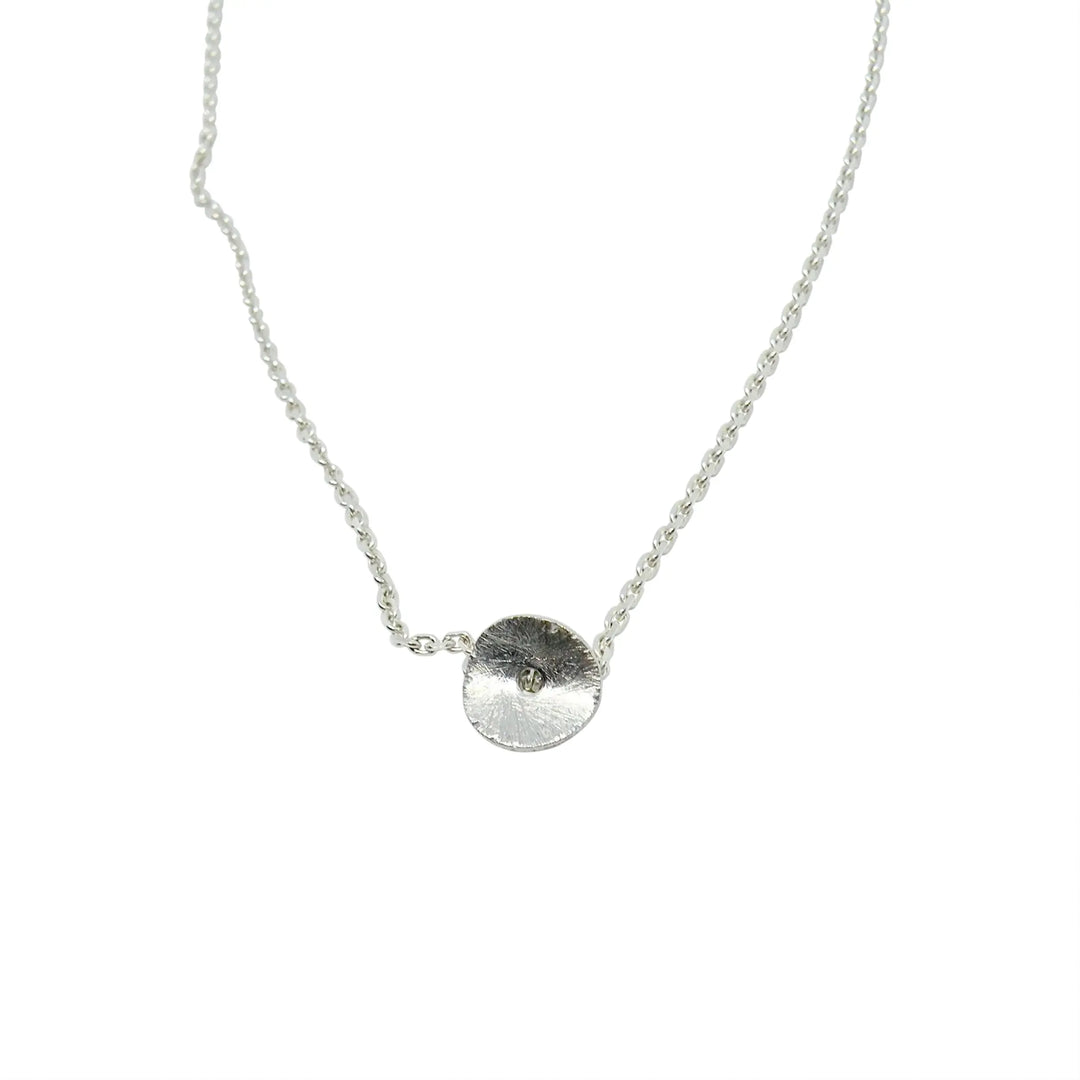 Clasp, between curved brushed circle, sterling silver 