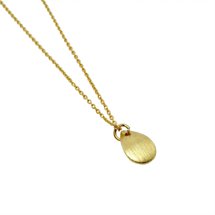 Pendant, brushed leaf, gold-plated sterling silver 
