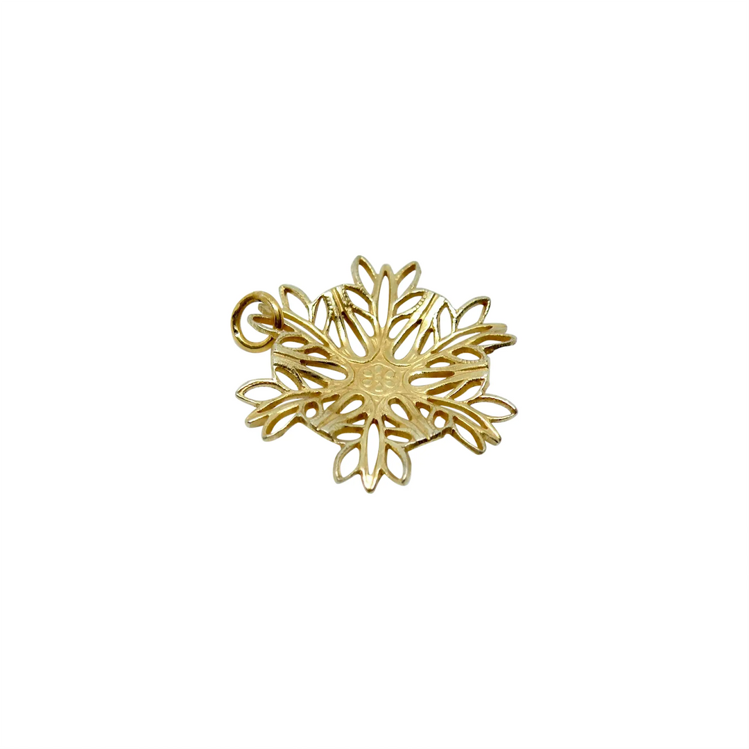 Pendant, snowflake, gold-plated sterling silver 