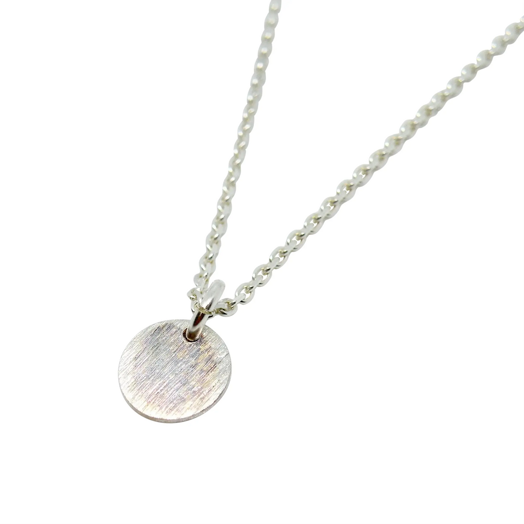 Pendant, brushed round roof, sterling silver and oxidized 