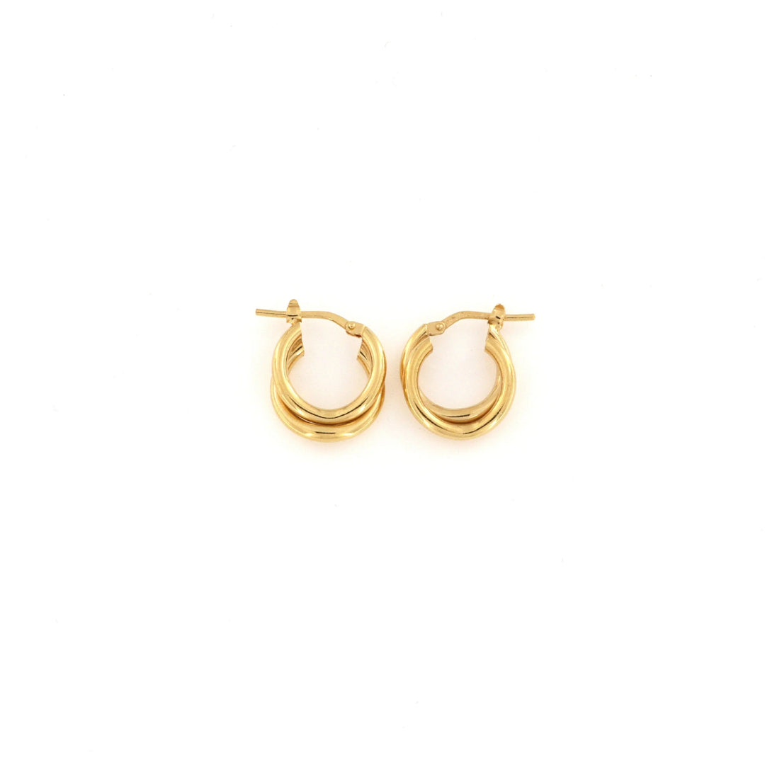 Øreringe, chunky dobbelte hoops, forgyldt sterlingsølv, 15-21mm Italy