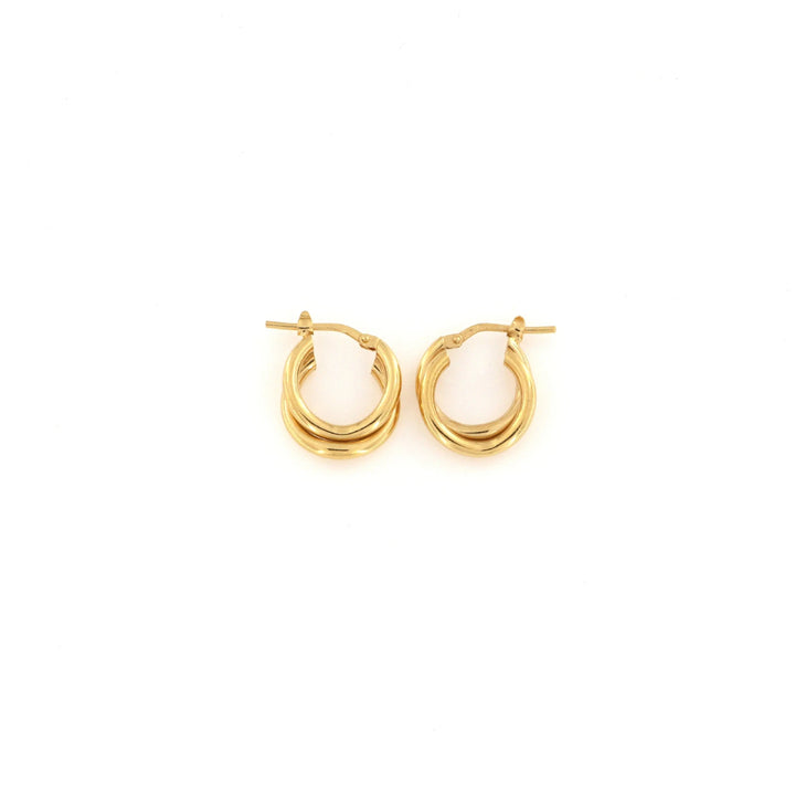 Øreringe, chunky dobbelte hoops, forgyldt sterlingsølv, 15-21mm Italy