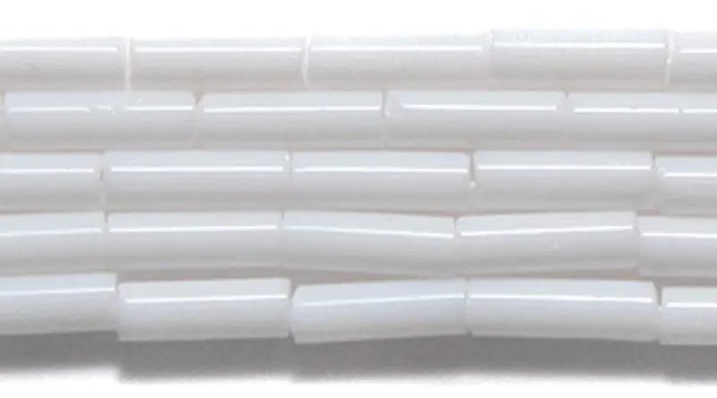 Hvide glasperler, preciosa cut bugles, opaque white, 4,6 mm Preciosa