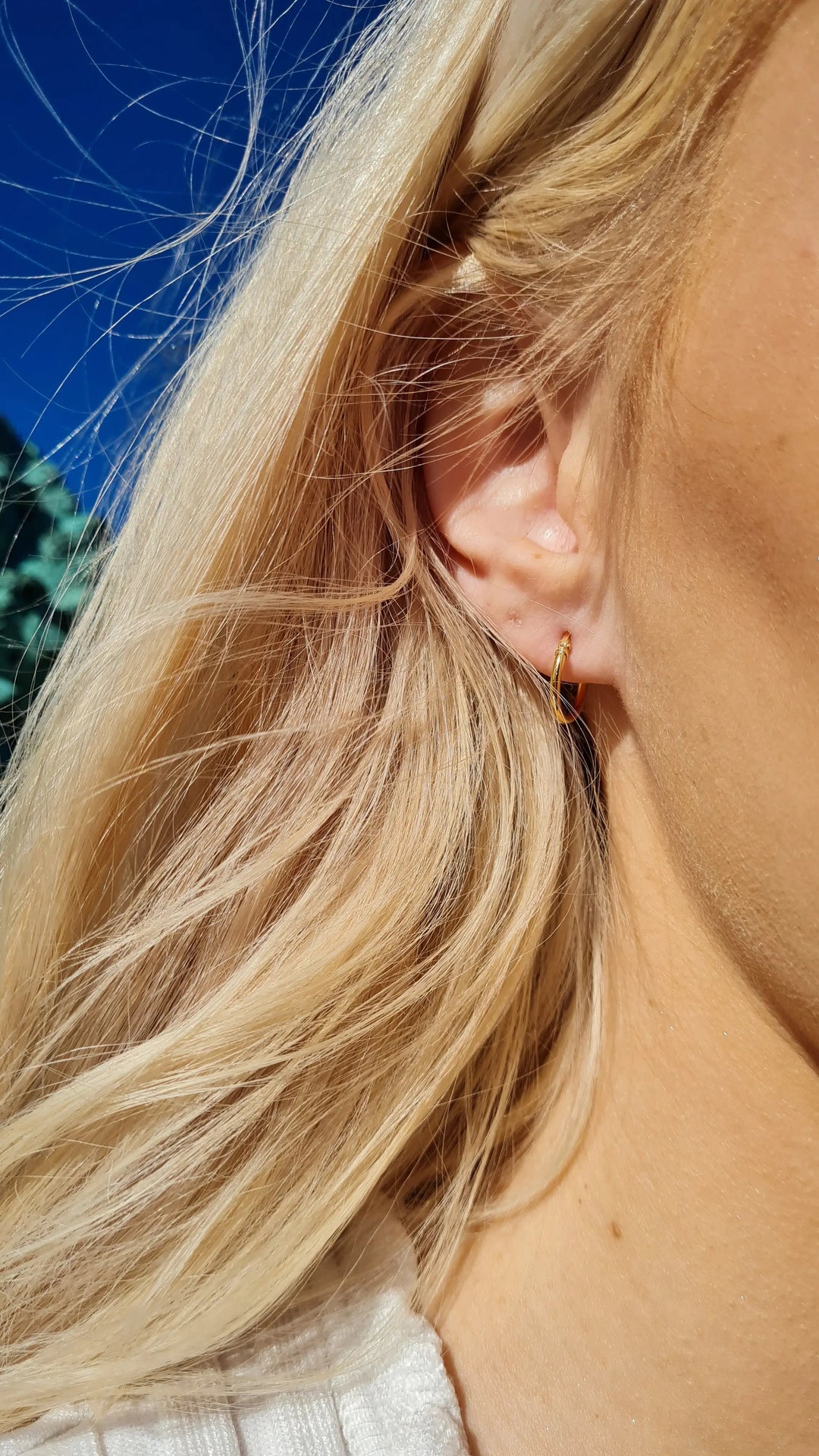 Øreringe, hoops, forgyldt sterlingsølv, 14 x 1,5 mm, 101a Italy