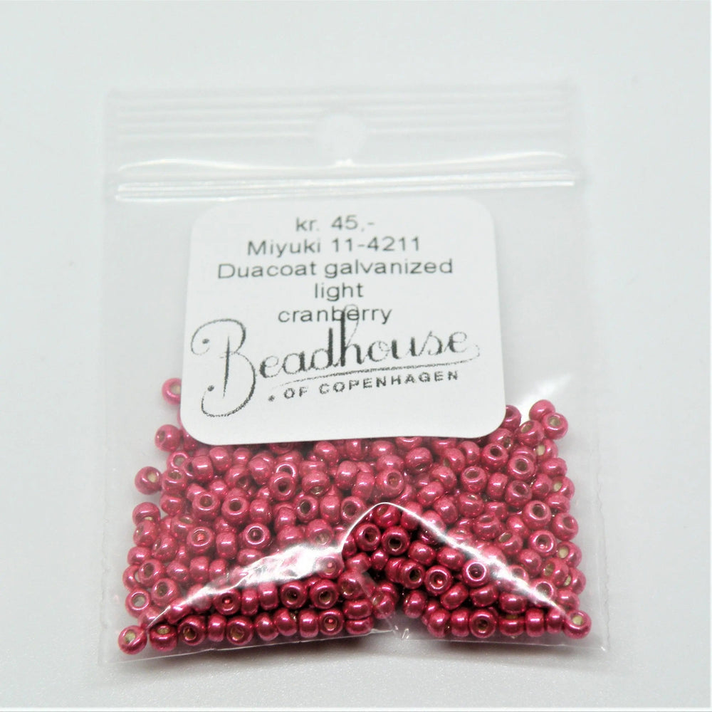Lyserøde glasperler, miyuki rocailles seed beads, duracoat light cranberry Krea