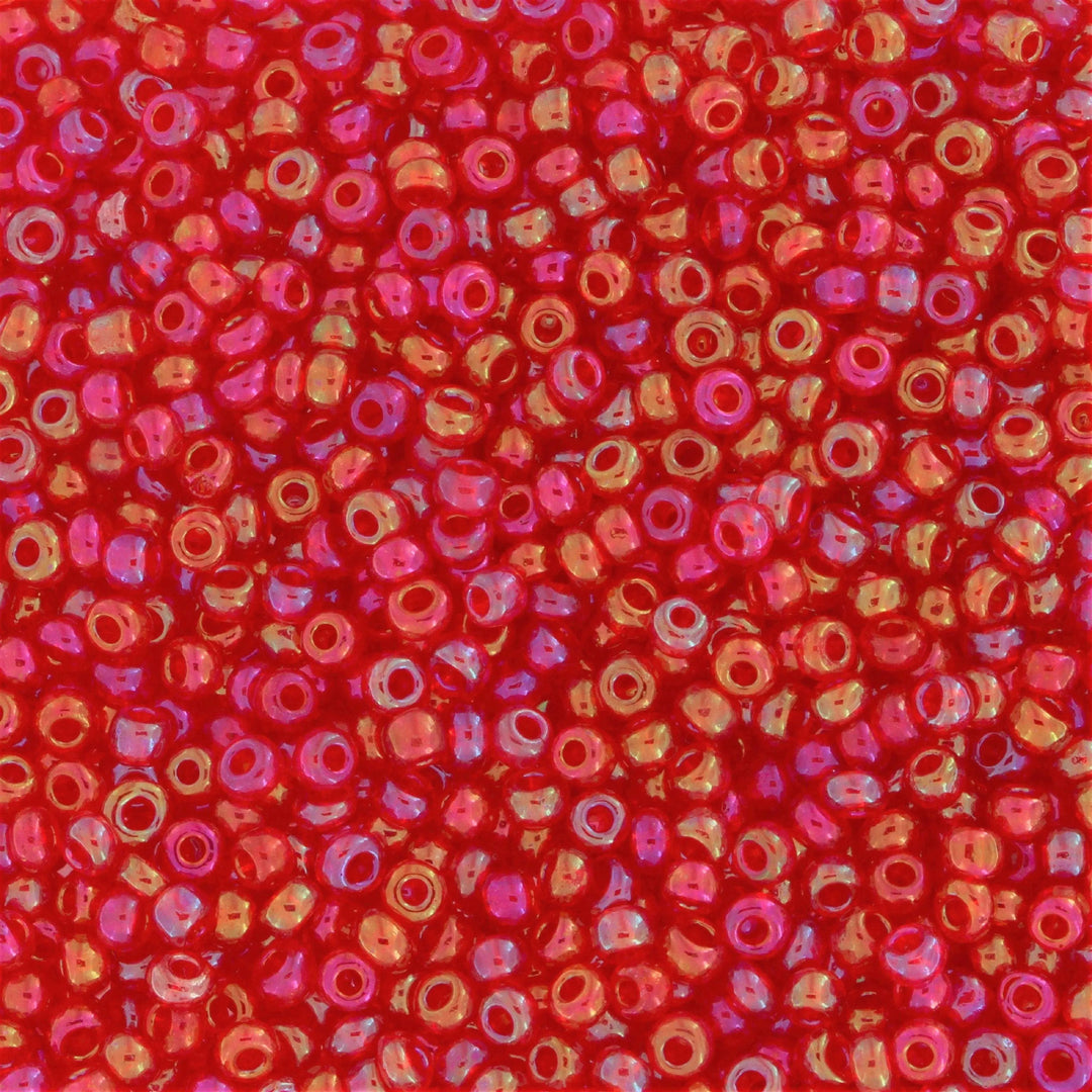 Røde glasperler, preciosa, transparent red ab, storkøb Preciosa