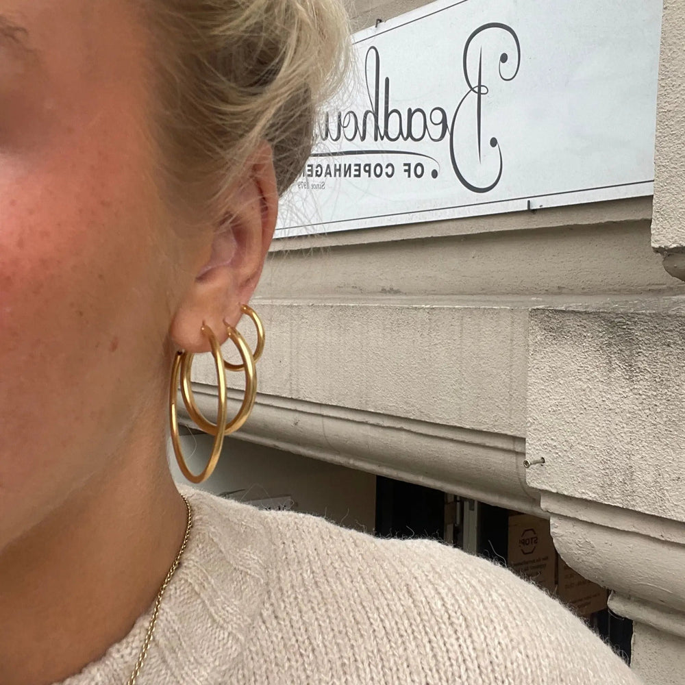 Øreringe, hoops, 18mm, sterlingsølv og forgyldt sterlingsølv BLT