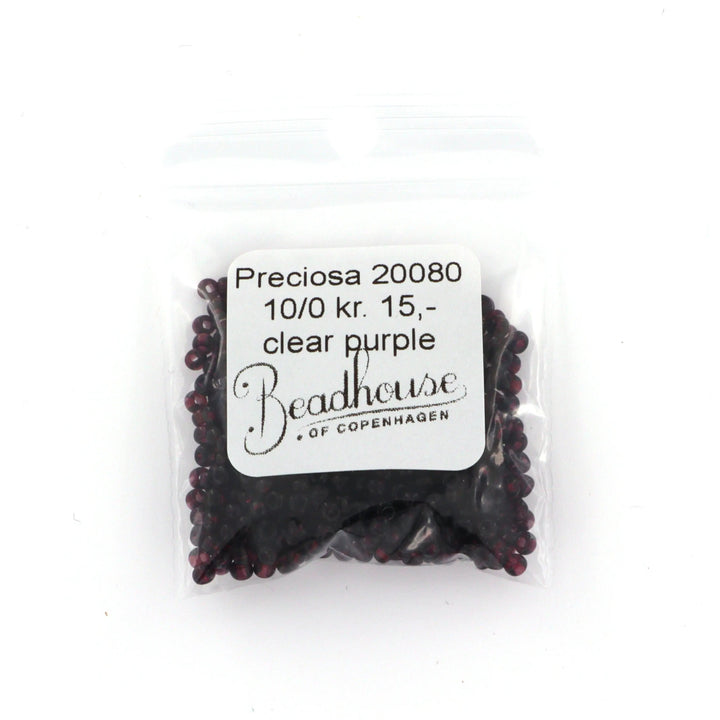 Lilla  glasperler, preciosa, natural transparent dark amethyst, storkøb Preciosa