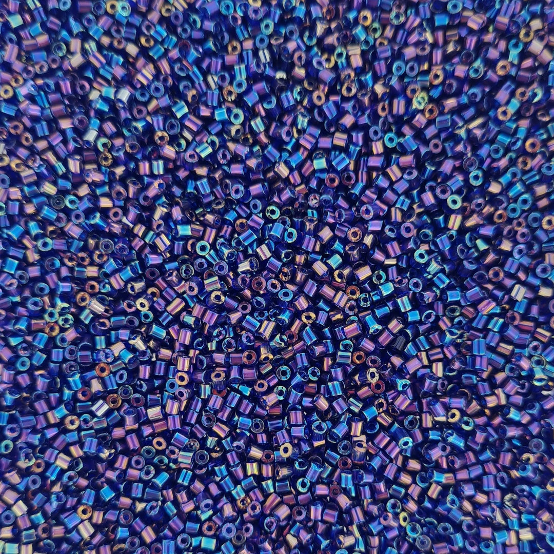 Blå glasperler, rørperler, metallic blue, 1,6 x 1,6 mm Preciosa BOC