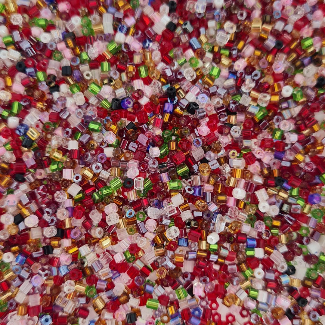 Blandede glasperler, rørperler, happy mix Preciosa BOC