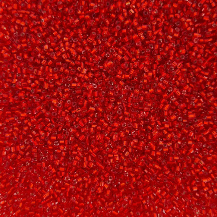 Røde glasperler, preciosa cut bugles, silverlined red, 2,3 mm Preciosa BOC