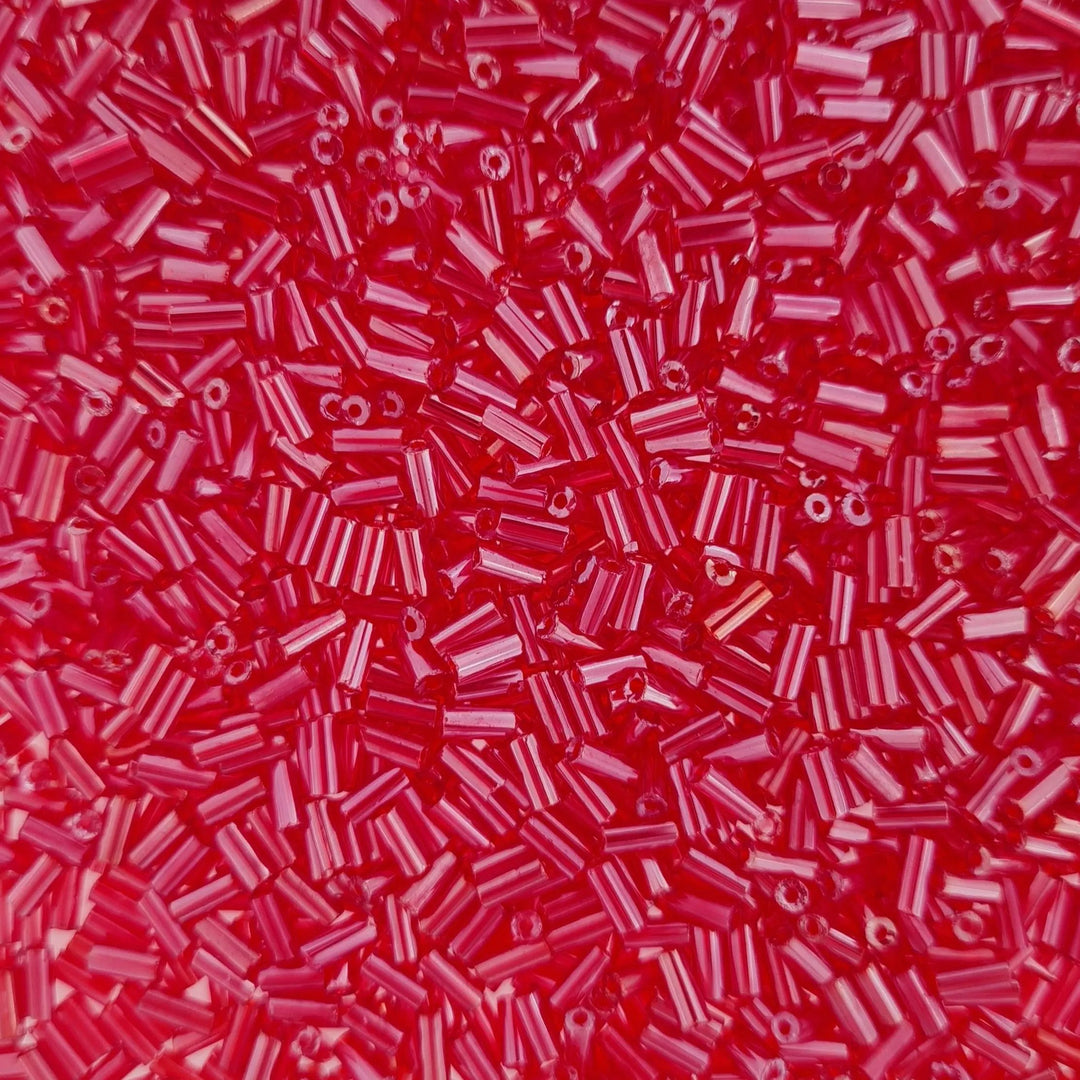 Pink glasperler, preciosa cut bugles, shiny dark pink, 4,6 mm Preciosa BOC