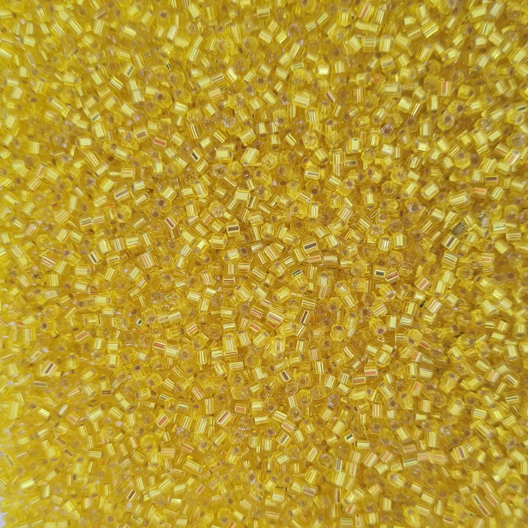 Gule glasperler, preciosa cut bugles, natural silverlined yellow, 1,8 mm Preciosa BOC